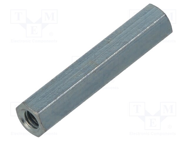 Screwed spacer sleeve; Int.thread: M2,5; 20mm; hexagonal; steel