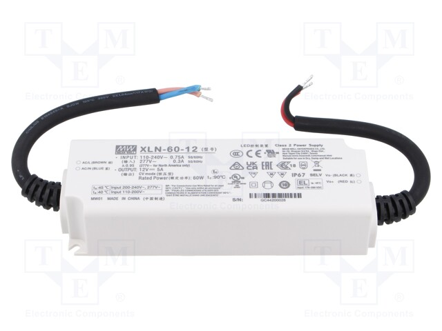 Power supply: switching; LED; 60W; IP67; XLN-60; -25÷90°C; OUT: 1