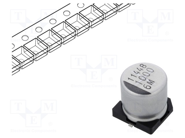 Capacitor: electrolytic; SMD; 1mF; 6.3VDC; Ø10x10mm; ±20%; 5000h