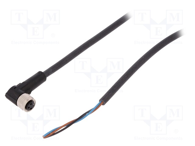 Connection lead; M8; PIN: 3; angled; 2m; plug; 60VAC; 4A; -25÷80°C