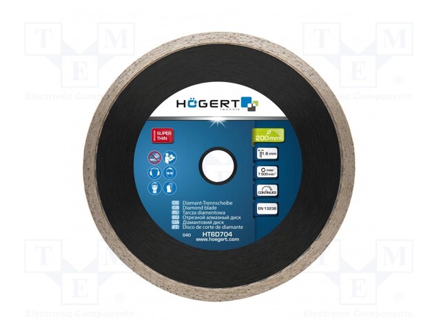 Cutting diamond wheel; Ø: 200mm; Øhole: 25.4mm; Disc thick: 1.8mm