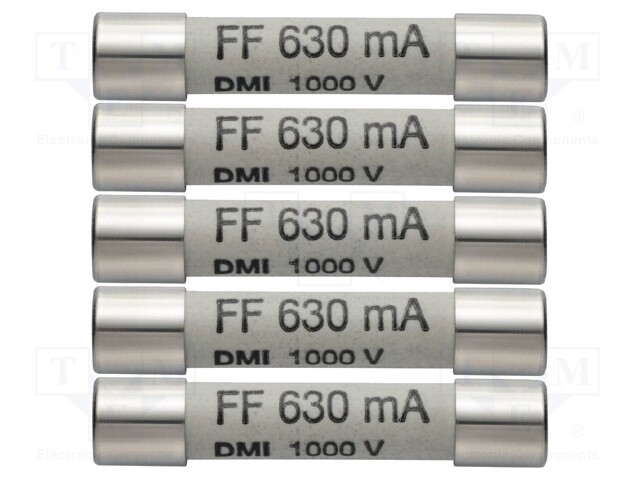 Fuse; 12g; 6x32mm; TESTO760-3; 1kV; 630mA; 5pcs.