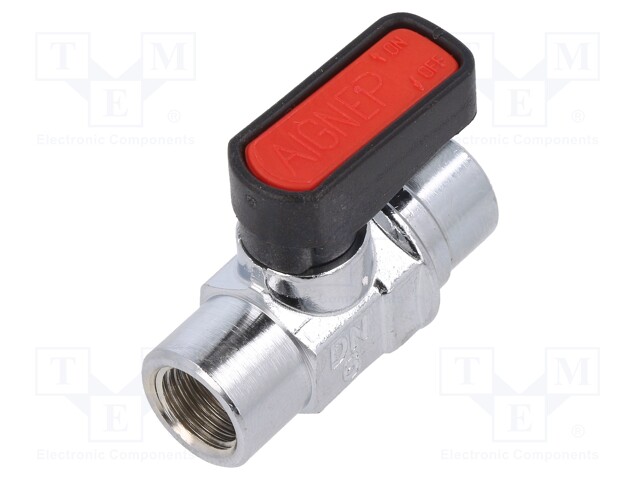 Mechanical ball valve; Temp: -20÷80°C; Mat: nickel plated brass