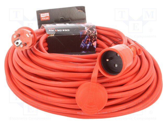 Extension lead; Sockets: 1; rubber; red; 40m; 16A; PROFESSIONAL