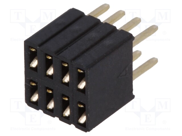 Socket; pin strips; female; PIN: 8; straight; 1.27mm; THT; 2x4