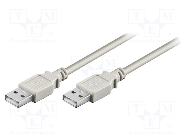 Cable; USB 2.0; USB A plug,both sides; 3m; grey; 480Mbps