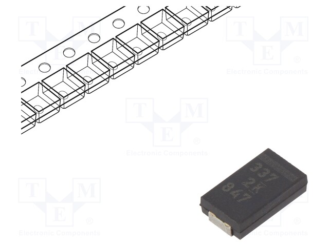 Capacitor: polymer; 330uF; 2VDC; Case: V; 2917; ESR: 6mΩ; SMD; ±20%