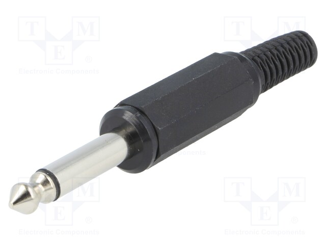 Plug; Jack 6,3mm; male; mono; with strain relief; ways: 2; straight