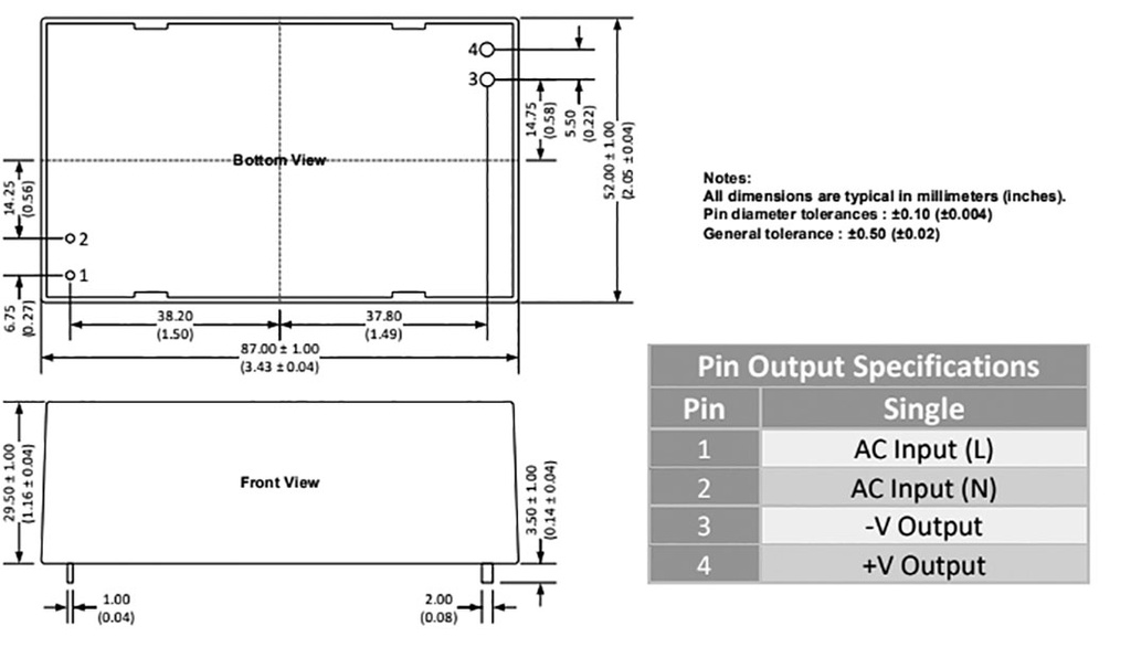 Converter: AC/DC; 45W; 85÷264VAC; Usup: 100÷370VDC; Uout: 48VDC