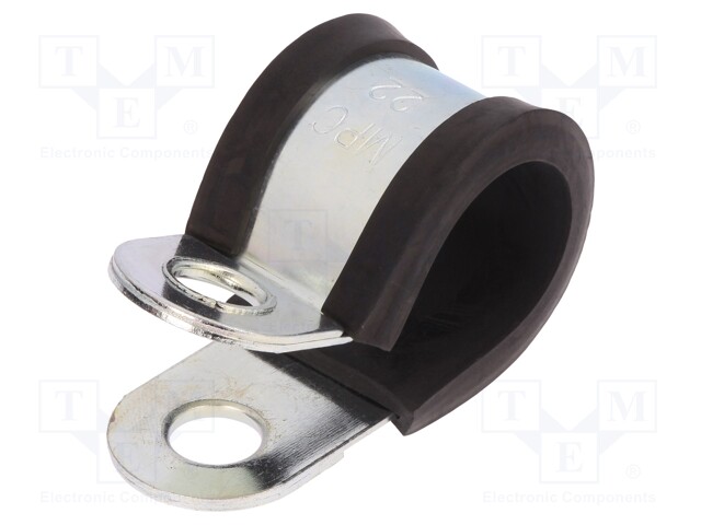 Fixing clamp; ØBundle : 22mm; W: 25mm; steel; Cover material: EPDM