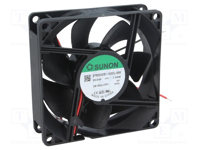 Fan: DC; axial; 24VDC; 80x80x25mm; 69.63m3/h; 33dBA; slide bearing