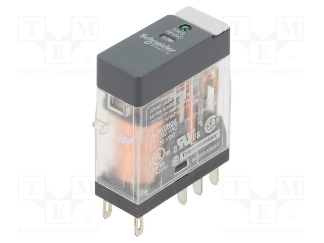 Power Relay, DPDT, 48 VAC, 5 A, Zelio RXG Series, Socket