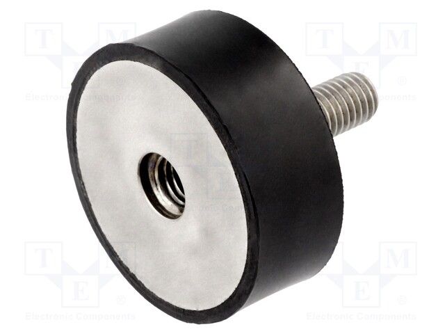 Vibration damper; M10; Ø: 50mm; rubber; L: 20mm; Thread len: 28mm