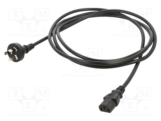 Cable; AS 3112 (I) plug,IEC C13 female; PVC; 2.5m; black; 3x1mm2