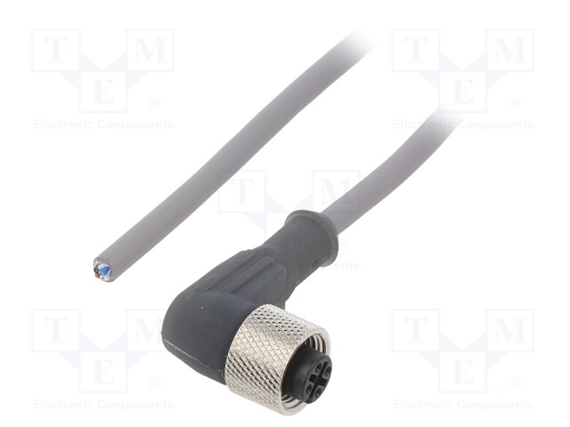 Connection lead; M12; PIN: 4; angled; 0.6m; plug; 250VAC; 2.5A; IP67