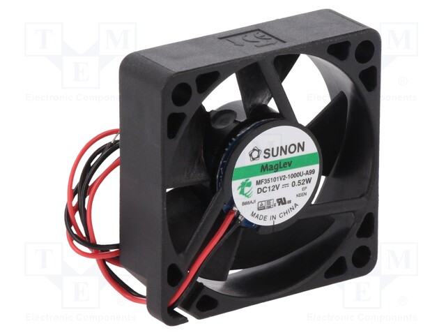 Fan: DC; axial; 12VDC; 35x35x10mm; 10.99m3/h; 21.8dBA; Vapo; 7500rpm