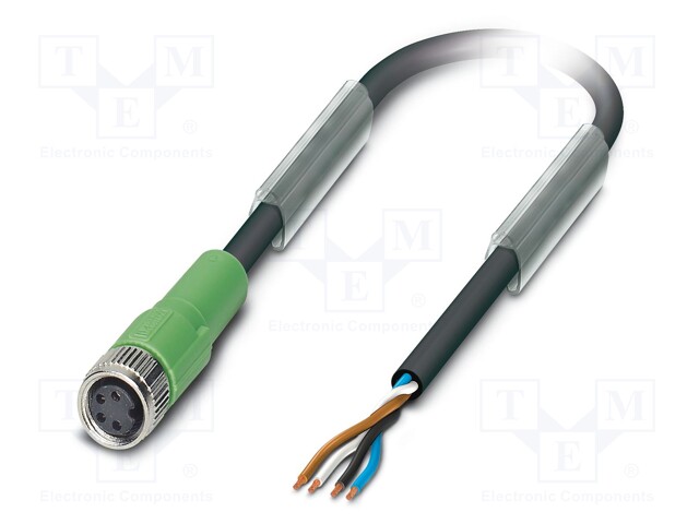 Connection lead; M8; PIN: 4; straight; 10m; plug; 30VAC; 4A; -25÷90°C