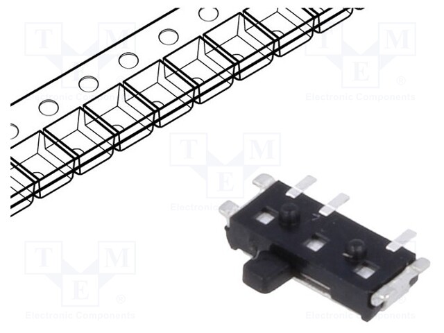 Switch: slide; Pos: 2; SPDT; 0.3A/6VDC; ON-ON; Mounting: SMT