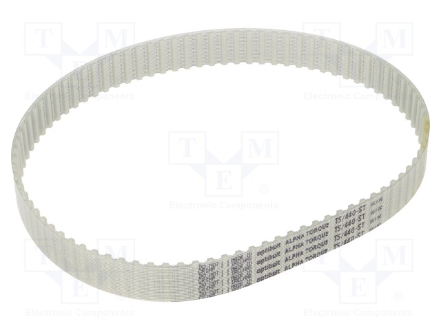 Timing belt; T5; W: 16mm; H: 2.2mm; Lw: 440mm; Tooth height: 1.2mm