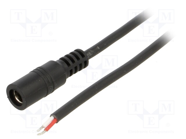 Cable; wires,DC 5,5/2,1 socket; straight; 0.5mm2; black; 1.5m