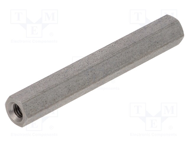 Screwed spacer sleeve; Int.thread: M3; 40mm; hexagonal