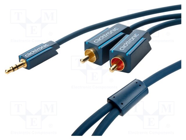 Cable; Jack 3.5mm plug,RCA plug x2; 2m; Plating: gold-plated