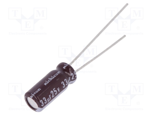 Capacitor: electrolytic; low impedance; THT; 33uF; 25VDC; Ø5x11mm