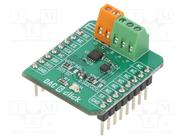 Click board; D/A converter; SPI; DAC104S085,MCP1501; 3.3/5VDC