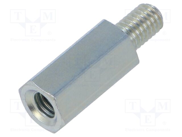 Screwed spacer sleeve; 20mm; Int.thread: M6; Ext.thread: M6; steel