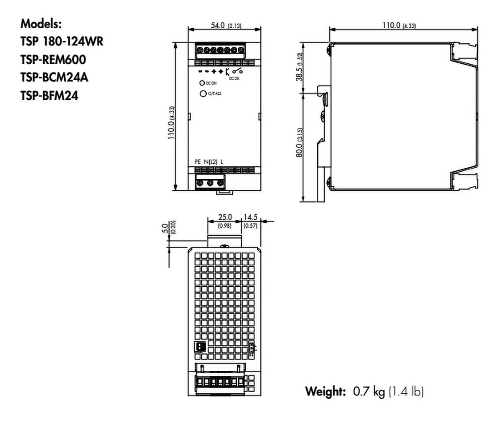 Power supply: switched-mode; 180W; 24VDC; 24÷28VDC; 7.5A; OUT: 1