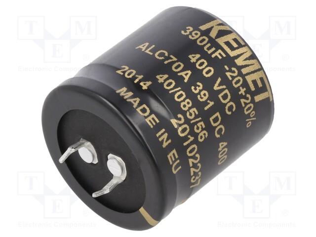 Capacitor: electrolytic; 390uF; 400VDC; ESR: 354mΩ; SNAP-IN; ±20%