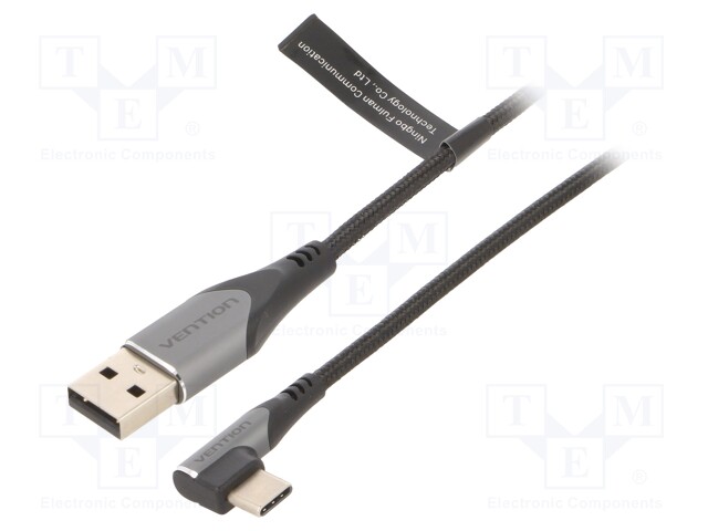 Cable; USB 2.0; USB A plug,USB C angled plug; nickel plated