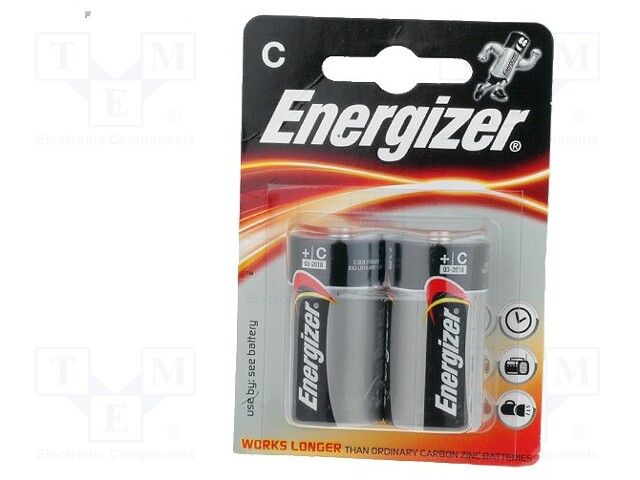 Battery: alkaline; 1.5V; C; Base; Batt.no: 2; non-rechargeable