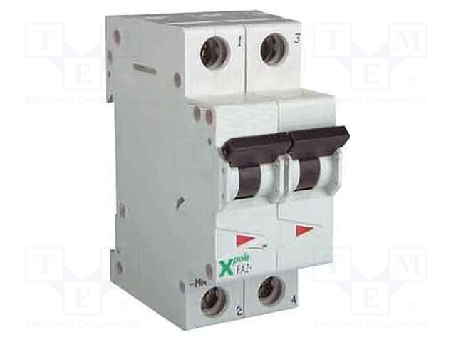 Circuit breaker; 250VDC; Inom: 6A; Poles: 2; DIN; Charact: C; 10kA