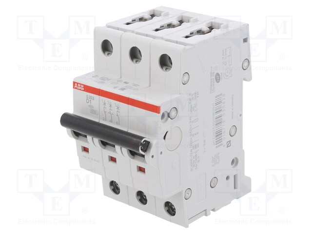 Circuit breaker; 400VAC; Inom: 1A; Poles: 3; DIN; Charact: D; 6kA