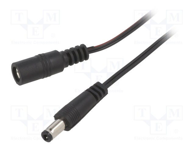 Cable; DC 5,5/2,5 plug,DC 5,5/2,5 socket; straight; 0.35mm2