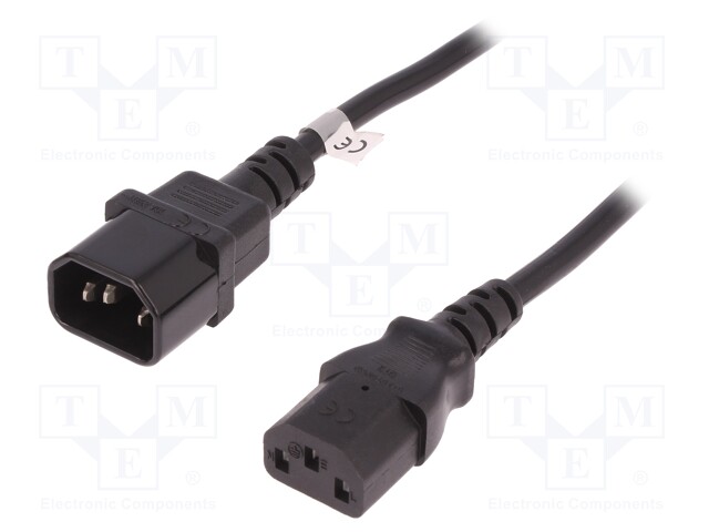 Cable; IEC C13 female,IEC C14 male; 1.8m; black; 3x1,5mm2; 10A