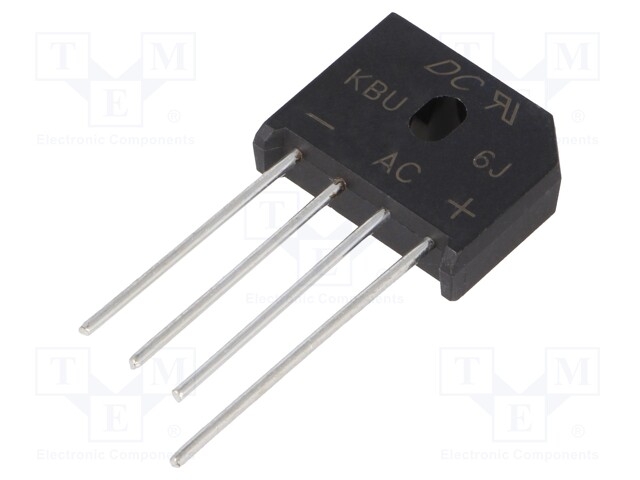 Single-phase bridge rectifier; Urmax: 600V; If: 6A; Ifsm: 175A; KBU