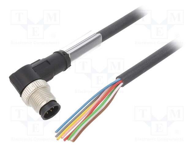 Connection lead; M12; PIN: 8; angled; 10m; plug; 30VAC; 4A; -25÷80°C