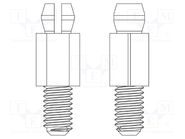 PCB distance; polyamide 66; L: 6.4mm; screwed rod,snap fastener