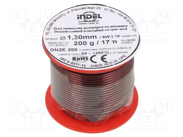 Coil wire; double coated enamelled; 1.3mm; 200g; -65÷200°C