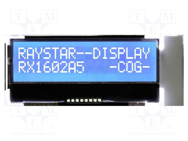 Display: LCD; alphanumeric; COG,STN Negative; 16x2; blue; LED