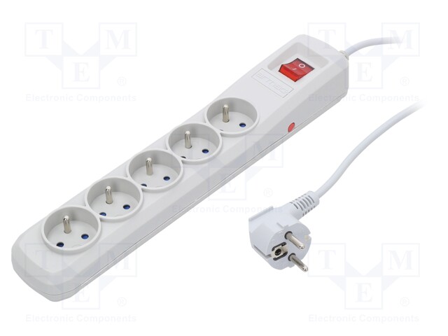 Plug socket strip: protective; Sockets: 5; 250VAC; 10A