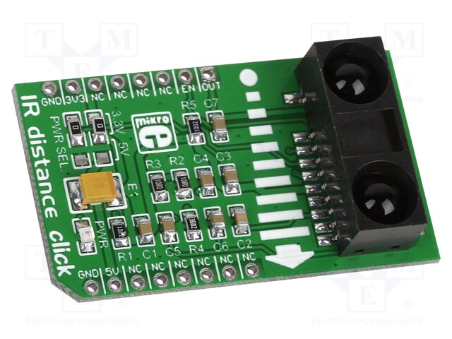 Click board; optical range sensor; analog; GP2Y0A60SZ0F