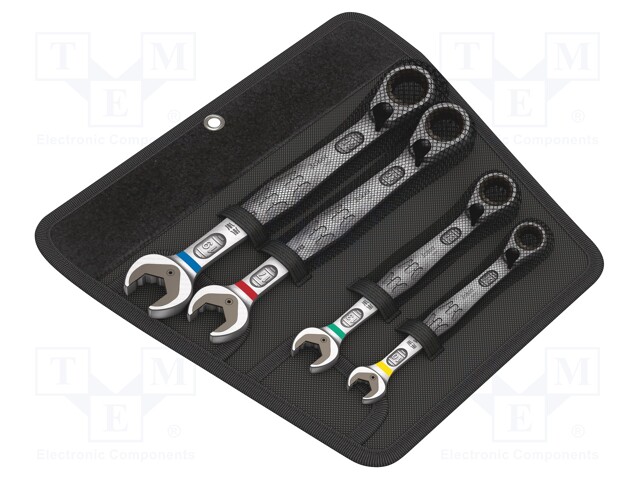 Wrenches set; combination spanner,with ratchet; Pcs: 4