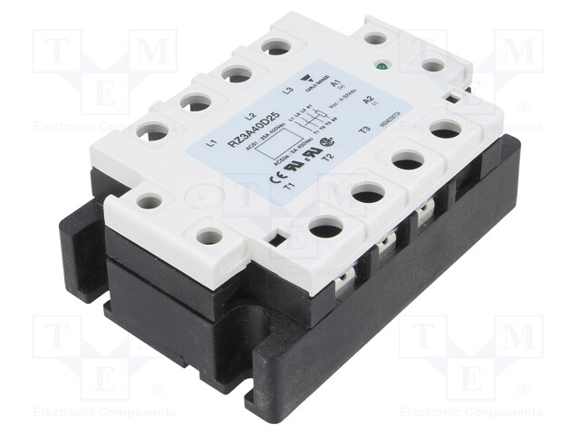 Relay: solid state; Ucntrl: 4÷32VDC; 25A; 24÷440VAC; 3-phase; IP00