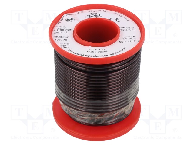 Coil wire; single coated enamelled; 2.8mm; 1kg; -65÷200°C