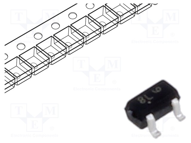 Transistor: NPN; bipolar; BRT; 50V; 100mA; 200W; SC75; R1: 22kΩ