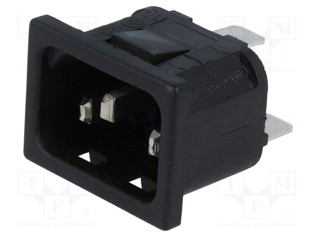 Connector: AC supply; socket; male; 10A; 250VAC; IEC 60320; C14 (E)