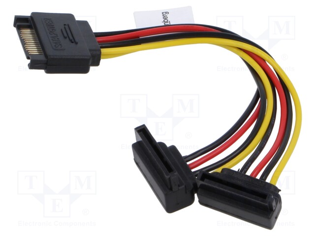 Cable: SATA; SATA plug,SATA plug angled x2; 0.15m